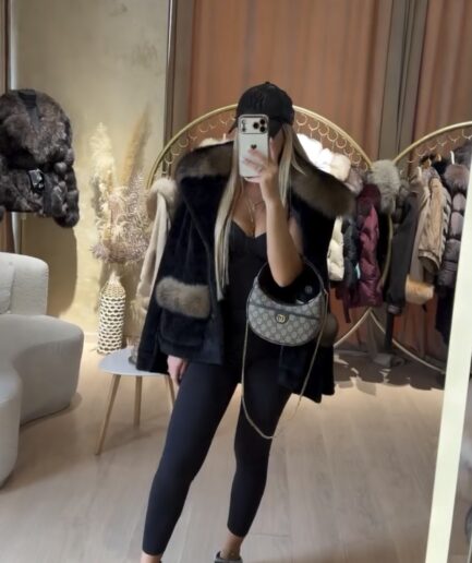 Luxury Cozy ALcantra jacket with Finland Fox fur details